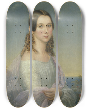Triptych art skateboard deck of Nils Jakob Olsson Blommr Princess Eugnie by Nils Jakob Olsson Blommer (1816-1853)