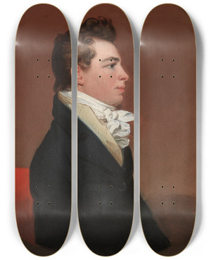 Triptych art skateboard deck of Jacob Eichholtz Portrait Of A Man by Jacob Eichholtz (1776-1842)