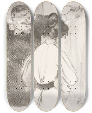 Triptych art skateboard deck of Ren Georges Hermannpaul Laboratoire by Rene Georges Hermann Paul (1874-1940)