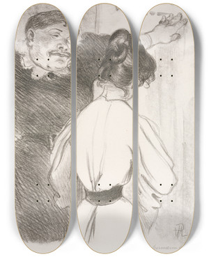 Triptych art skateboard deck of Hermann Paul Laboratoire by Hermann Paul (1864-1940)