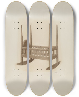 Triptych art skateboard deck of Pearl Davis Cradle_2 by Pearl Davis