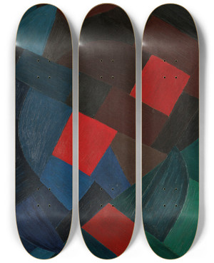 Triptych art skateboard deck of Otto Freundlich Komposition_3 by Otto Freundlich (1878-1943)
