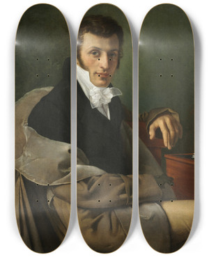 Triptych art skateboard deck of Joseph Paelinck Selfportrait by Joseph Paelinck (1781-1839)