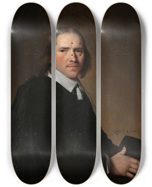 Triptych art skateboard deck of Johannes Cornelisz Verspronck Portrait Of Dirck Johannes Or Jacobus Wallis by Johannes Cornelisz Verspronck (1600-1662)