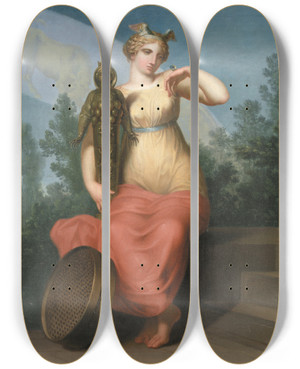 Triptych art skateboard deck of Nicolai Abildgaard Philosophy Allegorical Figure by Nicolai Abildgaard (1743-1809)