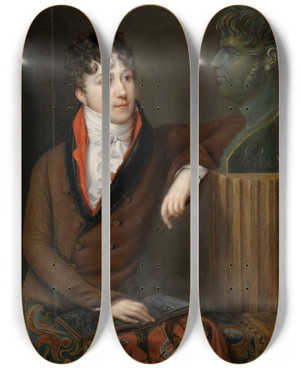 Triptych art skateboard deck of Alexandre Delatour Self Portrait by Alexandre Delatour