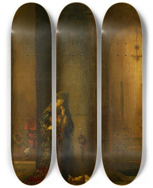 Triptych art skateboard deck of Gustave Moreau Salome At The Prison by Gustave Moreau (1826-1898)