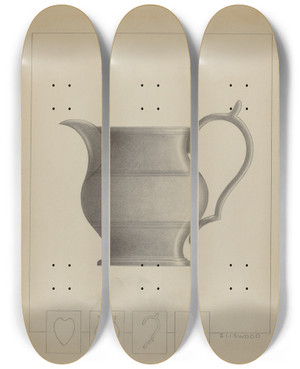 Triptych art skateboard deck of Sidney Liswood Pewter Pitcher_1 by Sidney Liswood