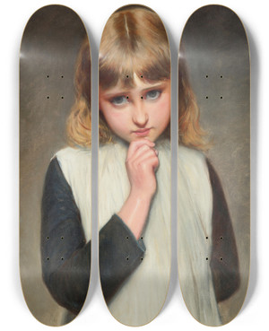 Triptych art skateboard deck of Charles Sillem Lidderdale A Pensive Moment by Charles Sillem Lidderdale (1831-1895)