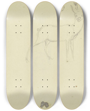 Triptych art skateboard deck of Daniel Nikolaus Chodowiecki Deer by Daniel Nikolaus Chodowiecki (1726-1801)