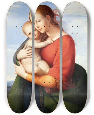 Triptych art skateboard deck of Johann Evangelist Scheffer Von Leonhardshoff Madonna And Child_2 by Johann Evangelist Scheffer Von Leonhardshoff (1795-1822)
