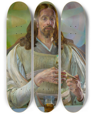 Triptych art skateboard deck of Jacek Malczewski Christ In Emmaus Central Section Of The Triptych by Jacek Malczewski (1854-1929)