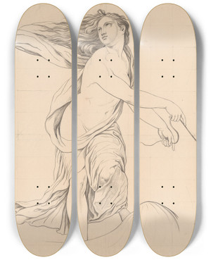 Triptych art skateboard deck of David Humbert De Superville Galathea by David Humbert De Superville (1770-1849)