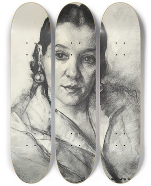Triptych art skateboard deck of Maud Sherwood Helen by Maud Sherwood (1880-1956)