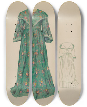 Triptych art skateboard deck of J Herman Mccollum Dress by J Herman Mccollum
