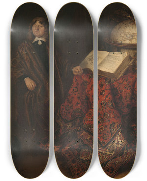 Triptych art skateboard deck of Abraham Van Den Hecken Cornelis Jansz Meyer 16291701 Hydraulic Engineer by Abraham van den Hecken (1615-1655)