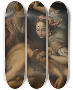Triptych art skateboard deck of Pier Francesco Foschi Judith And Holofernes by Pier Francesco Foschi (1502-1567)