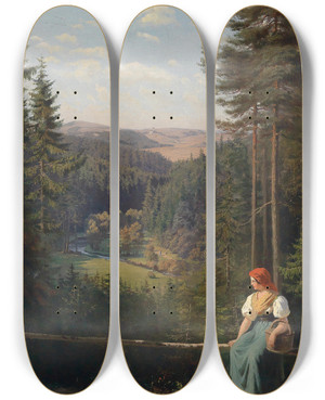 Triptych art skateboard deck of Anton Ebert Rast by Anton Ebert (1845-1896)