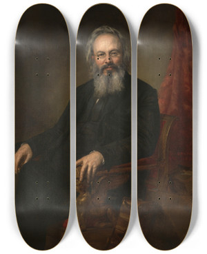 Triptych art skateboard deck of George Peter Alexander Healy Orestes Brownson by George Peter Alexander Healy (1813-1894)