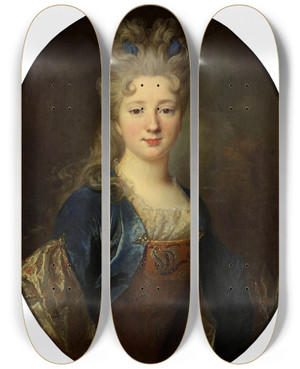 Triptych art skateboard deck of Nicolas De Largillire Female Portrait by Nicolas de Largillire (1656-1746)