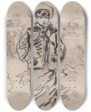 Triptych art skateboard deck of James Ensor Stage Character by James Ensor (1860-1949)
