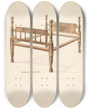 Triptych art skateboard deck of Wellington Blewett Bishop Hill Bed by Wellington Blewett (20-)