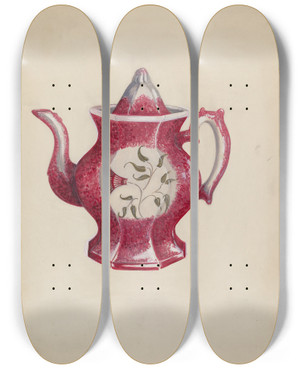 Triptych art skateboard deck of Eva Wilson Pitcher by Eva Wilson