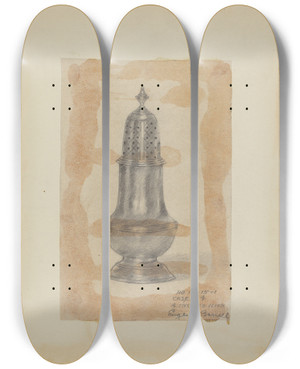 Triptych art skateboard deck of Eugene Barrell Silver Shaker by Eugene Barrell