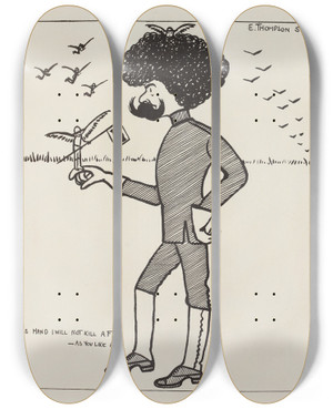 Triptych art skateboard deck of Carlo De Fornaro Mortals Immortals Pl53 by Carlo de Fornaro (1872-1949)