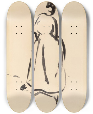 Triptych art skateboard deck of Rik Wouters Silhouette Of A Woman by Rik Wouters (1882-1916)