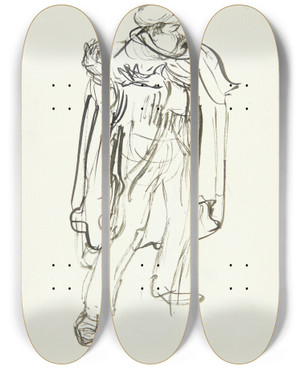 Triptych art skateboard deck of Peter Hansen Italiensk Bonde_2 by Peter Hansen (1868-1928)