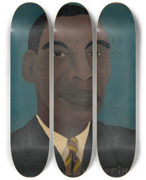 Triptych art skateboard deck of Horace Pippin Selfportrait Ii by Horace Pippin (1888-1946)