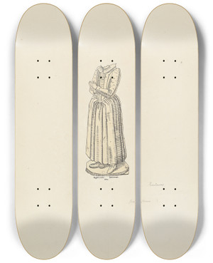 Triptych art skateboard deck of Rev James Bulwer One From A Volume Of Drawings And Prints_36 by Rev James Bulwer (1794-1879)