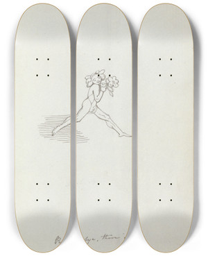 Triptych art skateboard deck of John Flaxman Puck Aye There It Is by John Flaxman (1755-1826)