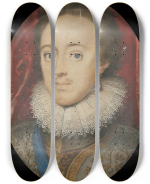 Triptych art skateboard deck of Peter Oliver Charles I When Prince Of Wales by Peter Oliver (1594-1648)