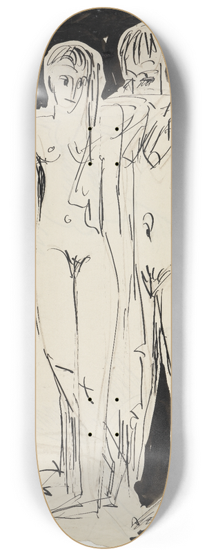 Ernst Ludwig Kirchner - Zwei stehende Akte, sich abtrocknend 8.25 inch art skate deck