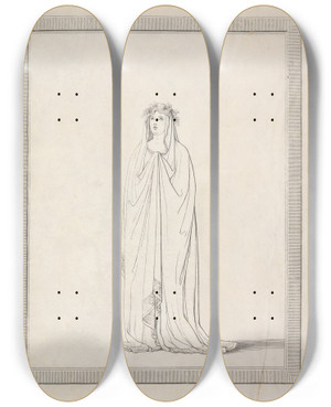 Triptych art skateboard deck of Friedrich Rehberg Drawings Faithfully Copied From Nature At Naples Pl01 by Friedrich Rehberg (1758-1835)