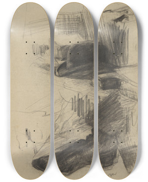 Triptych art skateboard deck of James Ensor Bolhoed En Schoen by James Ensor (1860-1949)