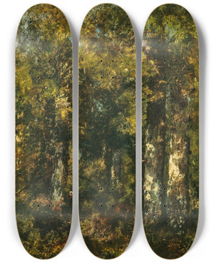 Triptych art skateboard deck of Narcissevirgile Diaz De La Pea In The Forest Of Fontainebleau by Narcisse-Virgile Diaz de La Pea (1808-1876)
