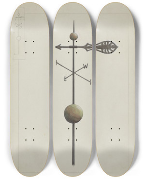Triptych art skateboard deck of Edward L Loper Weather Vane_3 by Edward L Loper (1916-2011)
