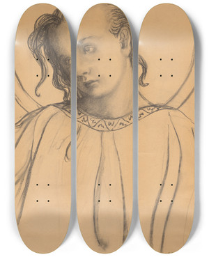 Triptych art skateboard deck of Karel Vitezslav Masek Angel by Karel Vitezslav Masek (1865-1927)