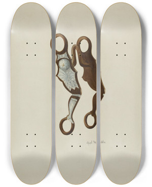 Triptych art skateboard deck of Hazel Sheckler Bit by Hazel Sheckler