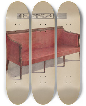 Triptych art skateboard deck of Simon Weiss Sofa Sheraton by Simon Weiss