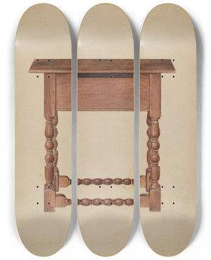 Triptych art skateboard deck of Louis Annino Tavern Table Or Refectory Table by Louis Annino