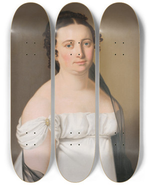 Triptych art skateboard deck of Jozef Czauczik Portrait Of Mrs Gundelfingenov by Jozef Czauczik (1781-1857)