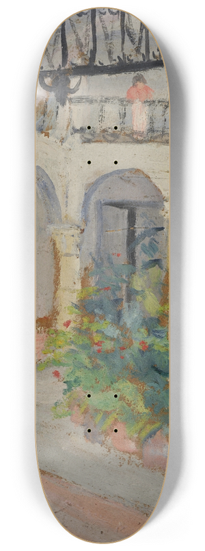 Ernst Schiess - Arcaded Courtyard in a Spanish House 8.25 inch art skate deck
