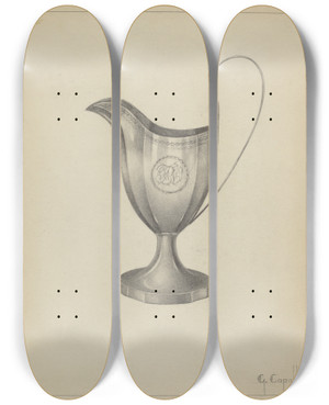 Triptych art skateboard deck of Gordon Sanborn Silver Pitcher by Gordon Sanborn