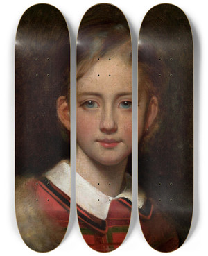 Triptych art skateboard deck of Artur Grottger Portrait Of A Girl by Artur Grottger (1837-1867)