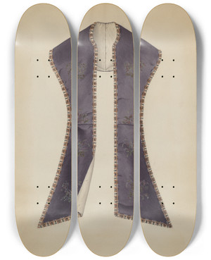 Triptych art skateboard deck of Virginia Berge Pelerine by Virginia Berge