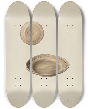 Triptych art skateboard deck of Wellington Blewett Plate Treen by Wellington Blewett (20-)
